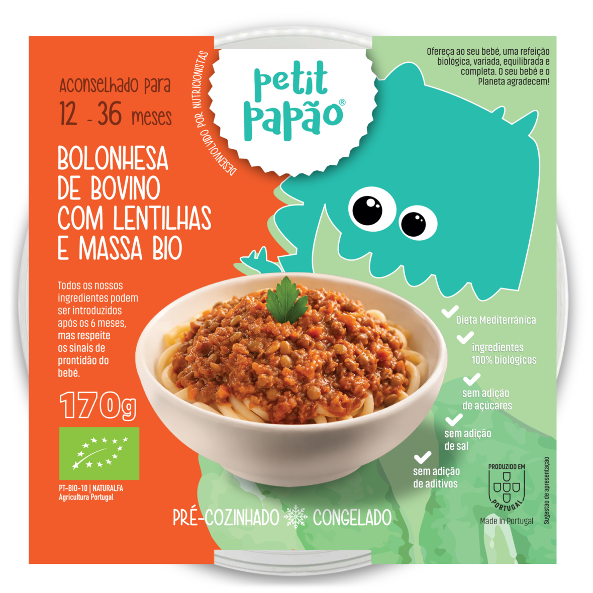 Bolonhesa de Bovino com Lentilhas e Massa BIO